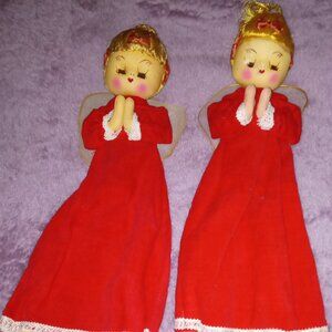 Pair Vintage MCM Poseable Praying Angel Stockinette Dollso
